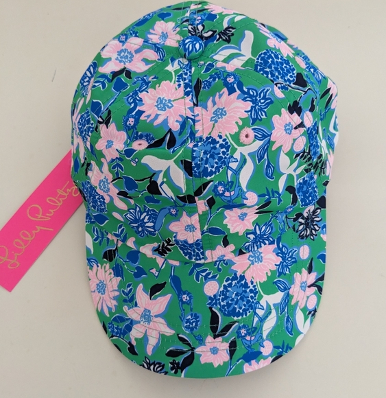 NWT! Lilly Pulitzer Run Around Hat In Spearmint Gold Till You Drop Accessoriesf - Picture 2 of 10